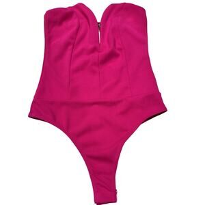 Blue Blush – Leader V-Neck Strapless Bodysuit – Magenta – S